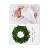 Handgemalt Boxwood Wreath Foto Erstes Weihnachtsfe Magnet (Vertikal)