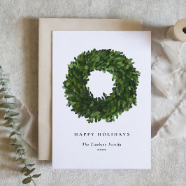 Handgemalt Boxwood Wreath Happy Holidays Feiertagskarte