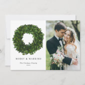 Handgemalt Boxwood Wreath Merry und Verheiratetes  Feiertagskarte (Vorderseite)