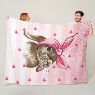Handgemalt Bunny Glitzer Fleecedecke