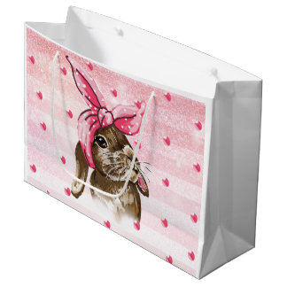 Handgemalt Bunny Glitzer Große Geschenktüte
