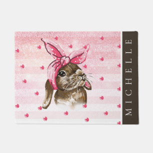 Handgemalt Bunny Glitzer personalisiert Fußmatte