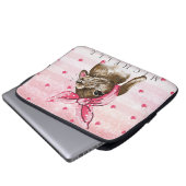 Handgemalt Bunny mit rosa Bogen Personalisiert Laptopschutzhülle (Vorne Knopf)