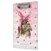 Handgemalt Bunny Pink Monogram Klemmbrett (Links)