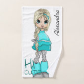Handgemalt Cartoon Girl Badhandtuch Set (Handtuch)