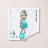 Handgemalt Cartoon Girl Badhandtuch Set (Waschlappen)