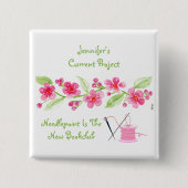 Handgemalt Cherry Blossom Needlepoint SQUARE Button (Vorderseite)