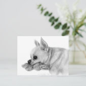 Handgemalt Chihuahua Bela mit Lieblingsspielzeug Postkarte (Stehend Vorderseite)