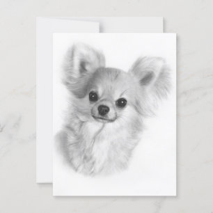 Handgemalt Chihuahua-Welpenausdruck Postkarte