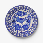 Handgemalt Delft Blue Muster Bird und Blume Pappteller (Vorderseite)