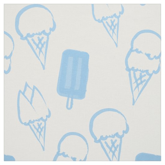 Handgemalt Eiscreme Muster Blau Stoff (Muster)