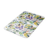 Handgemalt Elegant Feminine Eyes Farbige Blätter Badematte (Schrägansicht)