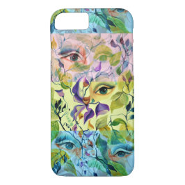 Handgemalt Elegant Feminine Eyes Farbige Blätter iPhone 8/7 Hülle