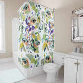 Handgemalt Elegant Feminine Eyes Farbige Blätter Duschvorhang (Beispiel)