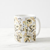 Handgemalt Elegant Feminine Eyes Farbige Blätter Kaffeetasse (VorderseiteRechts)