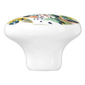 Handgemalt Elegant Feminine Eyes Farbige Blätter Keramikknauf (Seitenansicht)