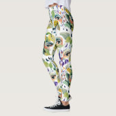 Handgemalt Elegant Feminine Eyes Farbige Blätter Leggings (Links)