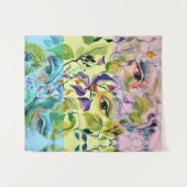 Handgemalt Elegant Feminine Eyes Farbige Blätter Wandteppich (Vorderseite (Horizontal))