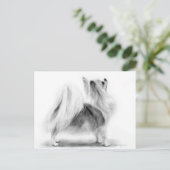 Handgemalt Elegant Long Haired Chihuahua Postkarte (Stehend Vorderseite)