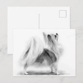 Handgemalt Elegant Long Haired Chihuahua Postkarte (Vorne/Hinten)