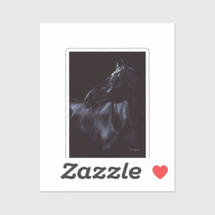 Handgemalt, elegantes schwarzes Pferd Aufkleber