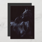 Handgemalt, elegantes schwarzes Pferd Einladung (Vorne/Hinten)