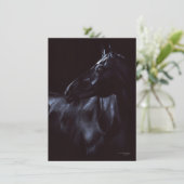 Handgemalt, elegantes schwarzes Pferd Einladung (Stehend Vorderseite)