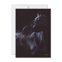 Handgemalt, elegantes schwarzes Pferd