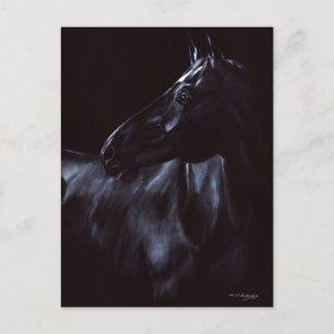 Handgemalt, elegantes schwarzes Pferd Einladungspostkarte