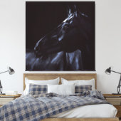 Handgemalt, elegantes schwarzes Pferd Leinwanddruck (Insitu (Schlafzimmer))