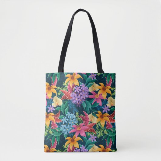 Handgemalt Exotic Floral Muster Tasche (Vorderseite)