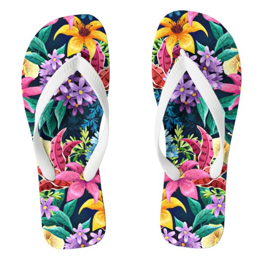 Handgemalt Exotic Floral Pattern-23001 Badesandalen (Fußbett)