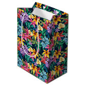 Handgemalt Exotic Floral Pattern-23001 Mittlere Geschenktüte (Rückseite Schrägansicht)