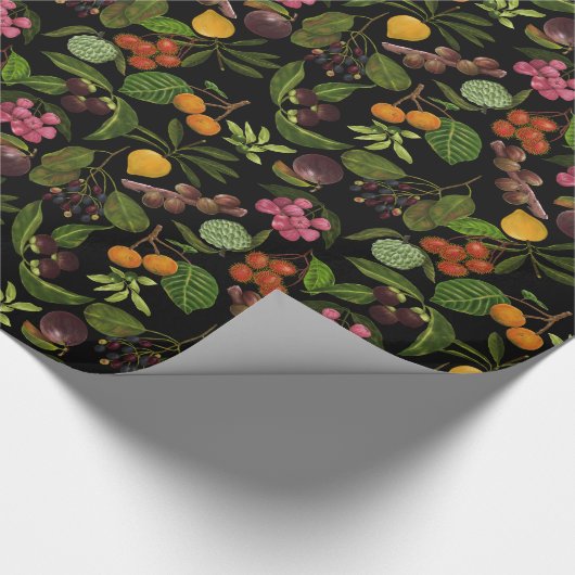 Handgemalt farbenfrohe exotische tropische Fruchtm Geschenkpapier (Ecke)