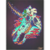 Handgemalt farbiger Einhornschädel Aufkleber (Vorderseite)