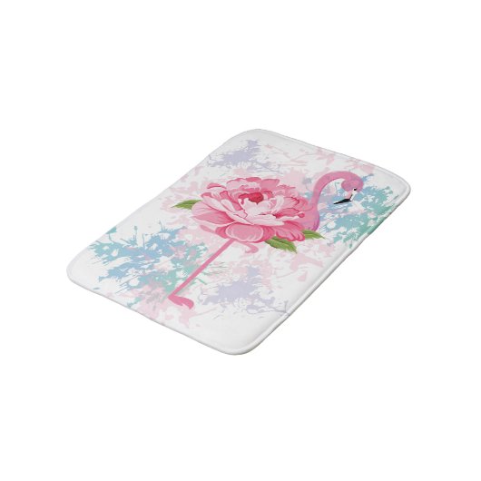 Handgemalt Flamingo Badematte (Schrägansicht)