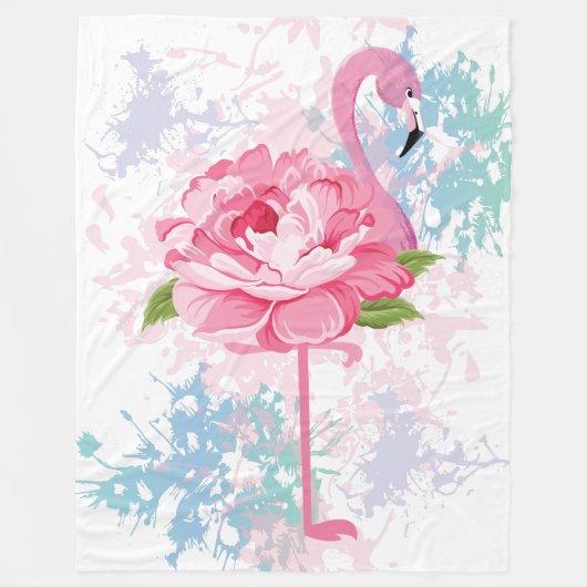 Handgemalt Flamingo Fleecedecke (Vorderseite)