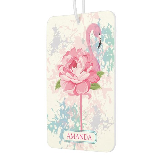 Handgemalt Flamingo Monogram Autolufterfrischer (Links)