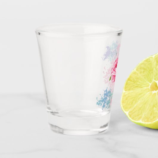 Handgemalt Flamingo Schnapsglas (Links)