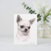Handgemalt gedankenvoll Chihuahua Postkarte (Stehend Vorderseite)
