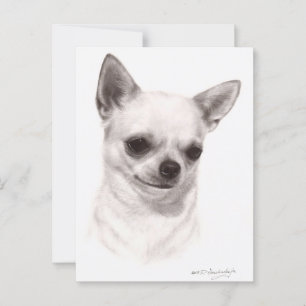 Handgemalt gedankenvoll Chihuahua Postkarte