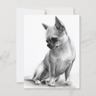 Handgemalt gedankenvolles Chihuahua-Kunstwerk Postkarte