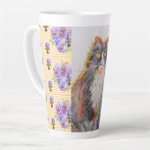 Handgemalt Gelb Tuxedo Katzenblüte Latte Tasse (Linke Ecke)