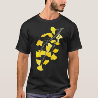 Handgemalt Golden Ginkgo Wasserfarbe T-Shirt