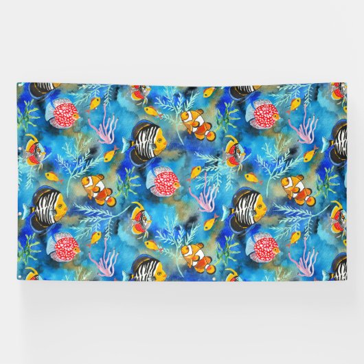 Handgemalt Gouache Korallenriff Banner (Horizontal)