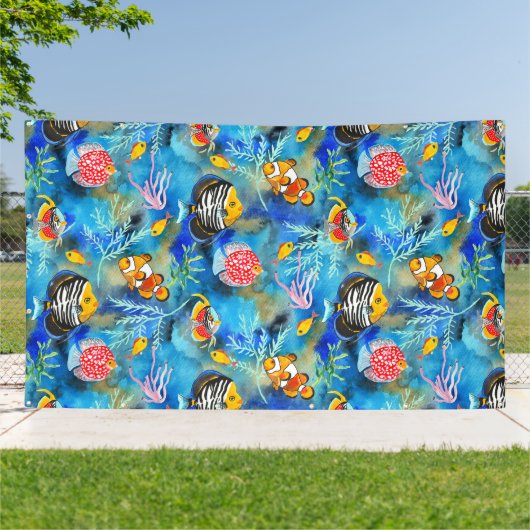 Handgemalt Gouache Korallenriff Banner (Außenbereich)