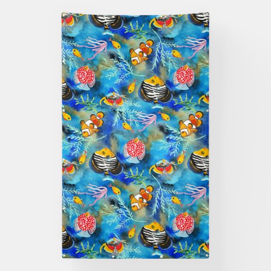 Handgemalt Gouache Korallenriff Banner (Vertikal)