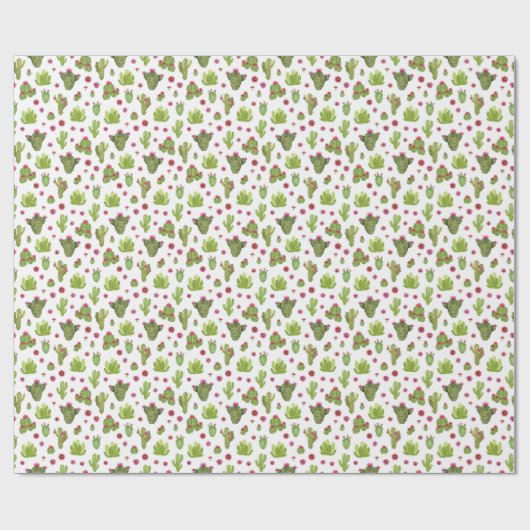 Handgemalt grünes Kaktusmuster Geschenkpapier (Flach)