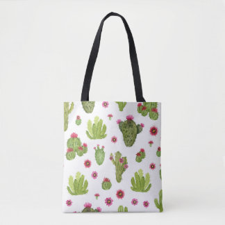 Handgemalt grünes Kaktusmuster Tasche