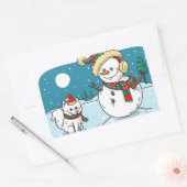 Handgemalt Holiday Snowman Rechteckiger Aufkleber (Umschlag)